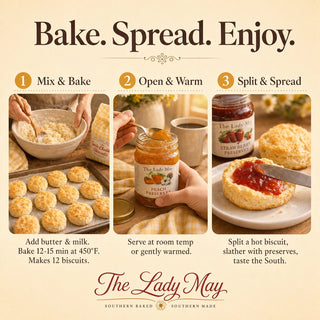 The Lady May Biscuit & Jelly Box | Garlic Cheddar Biscuit Mix + Strawberry & Peach Preserves