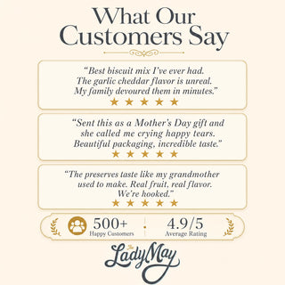 The Lady May Biscuit & Jelly Box | Garlic Cheddar Biscuit Mix + Strawberry & Peach Preserves