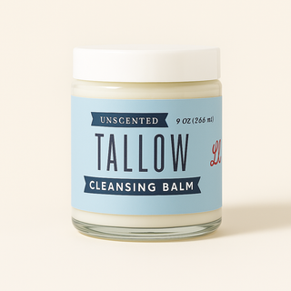 Unscented Tallow Cleansing Balm | Natural Makeup Remover & Deep Moisturizing Cleanser | Grass-Fed Beef Tallow with Castor Oil - Lady May Tallow