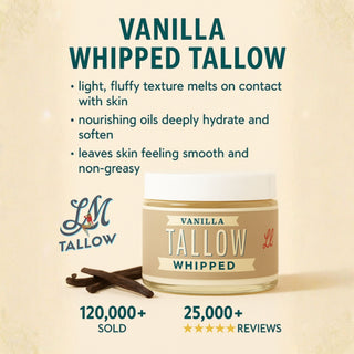 Scented Whipped Tallow Trio - 9oz Lavender, Vanilla Bean & Eucalyptus Tea Tree | Grass-Fed Skincare Bundle