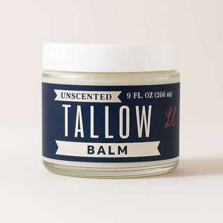 Alt Tag: Unscented Tallow Skincare 9oz Trio - Whipped Moisturizer, Body Butter & Balm | Lady May Tallow unscented tallow balm 9oz jar