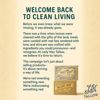 Pure Beef Tallow Soap Bar 3 Pack - Natural Handmade Soap for Face Body & Shaving - Lavender Mint or Unscented - Moisturizing Sensitive Skin Soap - Chemical Free - Lady May Tallow