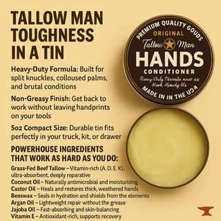 Tallow Man Hand Salve – Heavy-Duty Hand Repair for Working Men | Grass-Fed Tallow 5oz