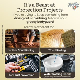 Bulk Grass-Fed Beef Tallow for Soap, Skincare & Candles | 2,8,16 lbs | Maker-Proven Quality protection projects uses: leather conditioning, wood sealing, rust prevention