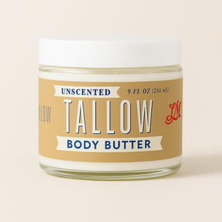 Unscented Tallow Skincare 9oz Trio - Whipped Moisturizer, Body Butter & Balm | Lady May Tallow - Lady May Tallow