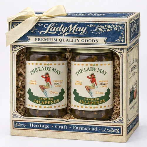 Sweet Heat Candied Jalapeños 2 pack – The Lady May’s Small-Batch Cowboy Candy | Sweet & Spicy Pickled Jalapeños in 24oz Glass Jar
