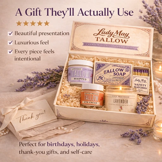 Lavender Tallow Gift Set - Premium Relaxation Bundle | Skincare, Candle & Soap