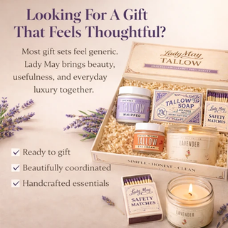 Lavender Tallow Gift Set - Premium Relaxation Bundle | Skincare, Candle & Soap