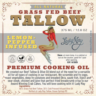 Lemon Pepper Infused Beef Tallow Cooking Oil