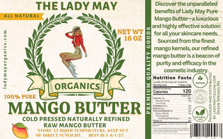 100% Pure Cold Pressed Mango Butter Naturally Refined  Lady May Organics