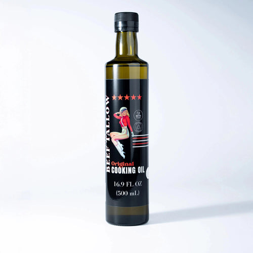 Premium Grass-Fed Beef Tallow Cooking Oil - Restaurant-Proven | Choose Your Flavor bottle, original cooking oil 16.9 fl oz