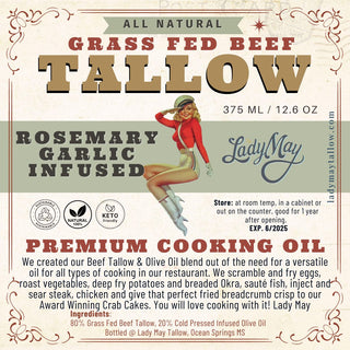 Rosemary Garlic Infused Beef Tallow Cooking Oil