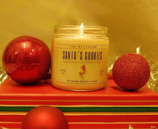 Seasonal Tallow & Beeswax Candle 16oz | Non Toxic Grass-Fed All-Natural Clean Burning Santa’s Cookies scent holiday jar candle