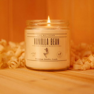 Lady May Tallow "Classic" Beeswax Candle 16oz | 7 Natural Scents | Non-Toxic Clean Burning