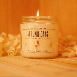 Seasonal Tallow & Beeswax Candle 16oz | Grass-Fed All-Natural Clean Burning