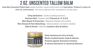 Unscented TALLOW Balm – All-Natural Moisturizer for Face, Body & Dry Skin