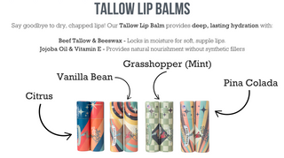 Lip Balm Stocking Stuffer – 5 Natural Flavors | Handcrafted with Beeswax & Jojoba Oil - Lady May Tallow