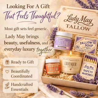 Lavender Tallow Gift Set - Premium Relaxation Bundle | Skincare, Candle & Soap