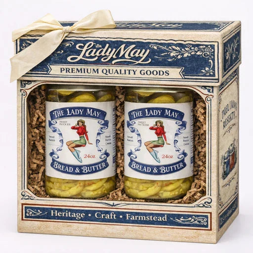 Lady May's Bread & Butter Sweet Pickles – 2 Pack (24oz Jars) – Small Batch Southern Style Kirby Cucumber Slices
