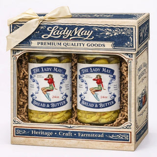 Lady May’s Bread & Butter Sweet Pickles – 2 Pack (24oz Jars) – Small Batch Southern Style Sweet & Tangy Kirby Cucumber Slices – Restaurant Recipe, Crisp & Crunchy – Organic Ingredients