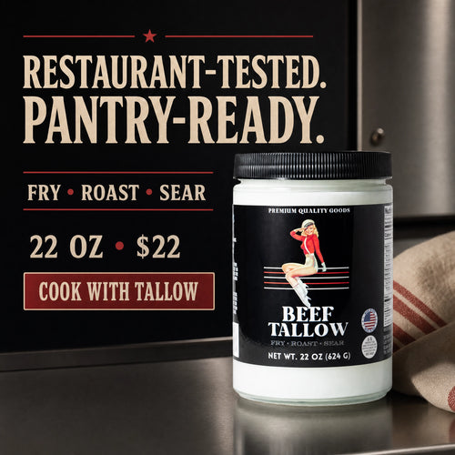 22oz Premium Grass-Fed Beef Tallow | 1, 2, or 3 Jar Options | Restaurant-Proven Cooking Fat