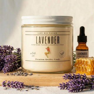 Lady May Tallow "Classic" Tallow & Beeswax Candle 16oz | 7 Natural Scents | Non-Toxic Clean Burning