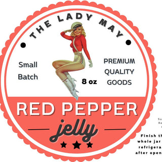 Red Pepper Jelly, 8oz, Sweet Heat, Premium Quality Goods by The Lady May