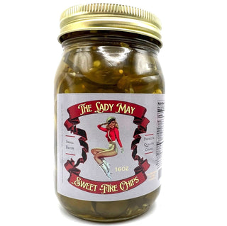 Sweet Fire Pickle Slices, 16oz, Premium Quality Goods by The Lady May