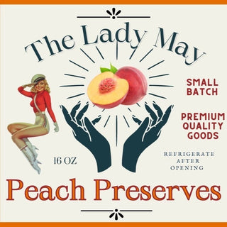 Southern Peach Preserves, 16oz, Premium Quality Goods by The Lady May