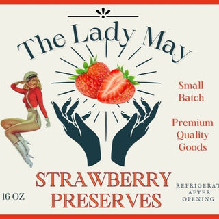 Strawberry Preserves, 16oz, Premium Quality Goods by The Lady May