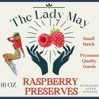 Raspberry Preserves, 16oz, Premium Quality Goods by The Lady May