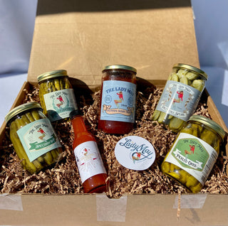 Deluxe Bloody Mary Gift Set, 6 Items, Mix plus pickled vegetables, By The Lady May
