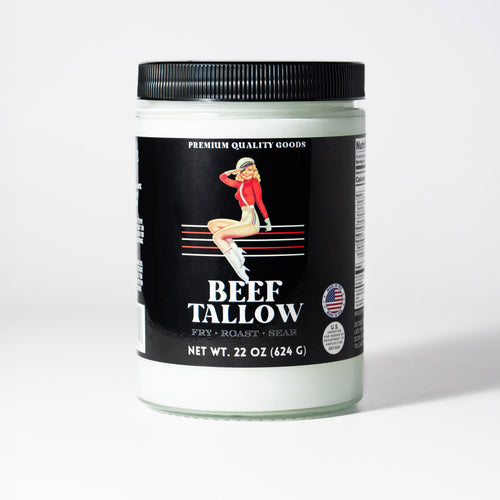 Alt Tag: 22oz Premium Grass-Fed Beef Tallow | Restaurant-Proven Cooking Fat | Seed Oil-Free jar label front view
