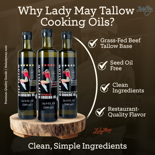 Premium Grass-Fed Beef Tallow Cooking Oil - Restaurant-Proven | Choose Your Flavor with grass-fed tallow base, seed oil free, clean ingredients
