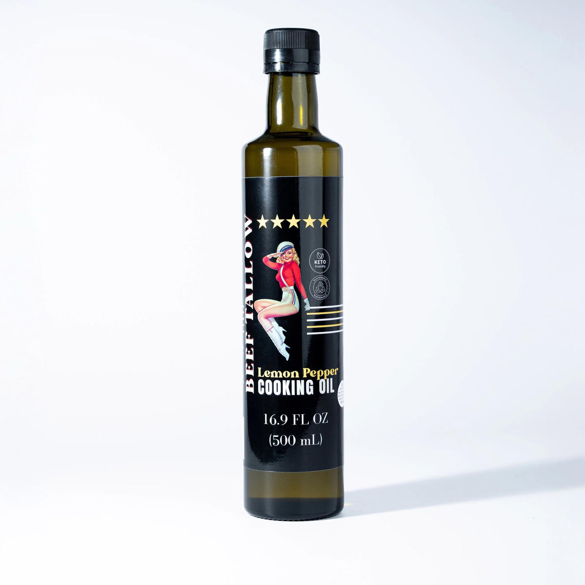 Lady May Tallow Cooking Oil Trio Bundle | Grass-Fed Beef Tallow & Olive Oil | Original, Rosemary Garlic & Lemon Pepper | Clean High-Heat Cooking from Our Restaurant Kitchen