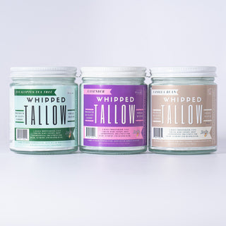 Whipped Tallow Trio - 9oz - Lavender, Vanilla, Eucalyptus Premium Quality All Natural Gift Box by The Lady May