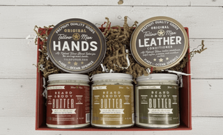 Alt Tag: Tallow Man Deluxe Gift Set – Beard Butter Trio, Hand Salve & Leather Conditioner | Premium Men's Grooming with beard butters