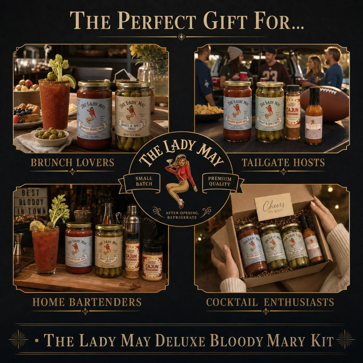 The Lady May Deluxe Bloody Mary Kit – perfect gift for brunch lovers, tailgate hosts, home bartenders and cocktail enthusiasts