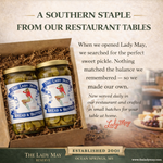 The Lady May bread and butter sweet pickles two-jar gift box from Ocean Springs Mississippi, a gourmet traditional small-batch farm-to-table Southern pickled gift idea