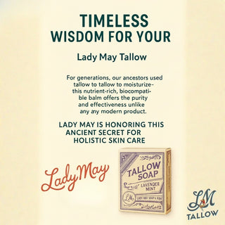 Pure Beef Tallow Soap Bar 3 Pack - Natural Handmade Soap for Face Body & Shaving - Lavender Mint or Unscented - Moisturizing Sensitive Skin Soap - Chemical Free - Lady May Tallow