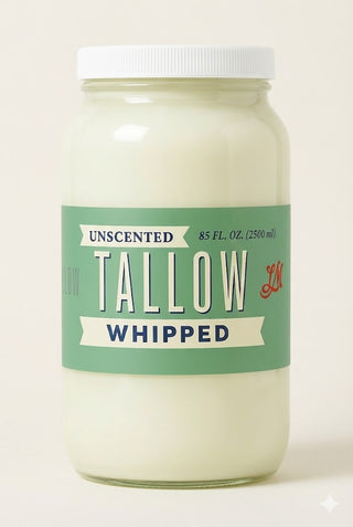 Unscented Whipped Tallow – All-Natural Moisturizer | Pure Beef Tallow Cream for Face & Body |Lady May Handmade, Preservative-Free Skincare